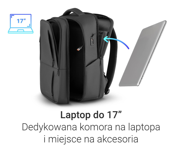 Silver Monkey Plecak na laptopa Smart TripPack XL 17" - 1507711 - zdjęcie 4